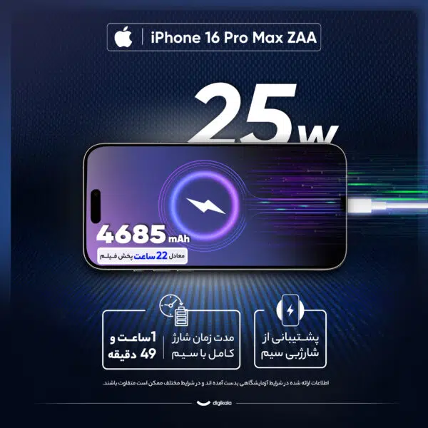 گوشی موبایل اپل مدل iPhone 16 Pro Max ZAA دو سیم کارت ظرفیت 256 گیگابایت و رم 8 گیگابایت