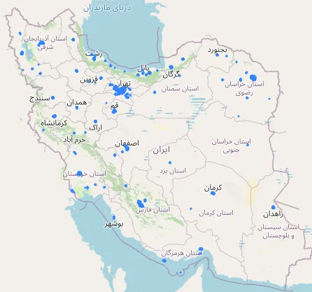 مناطق تحت پوشش 5g ایرانسل