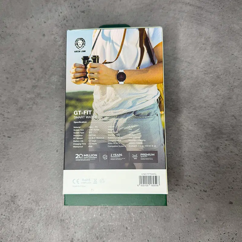 ساعت هوشمند 46 میلی متری گرین لاین مدل GT-FIT با بند سیلیکونی